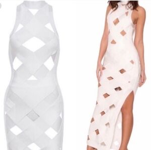 House of CB White Caged Bandage Dress